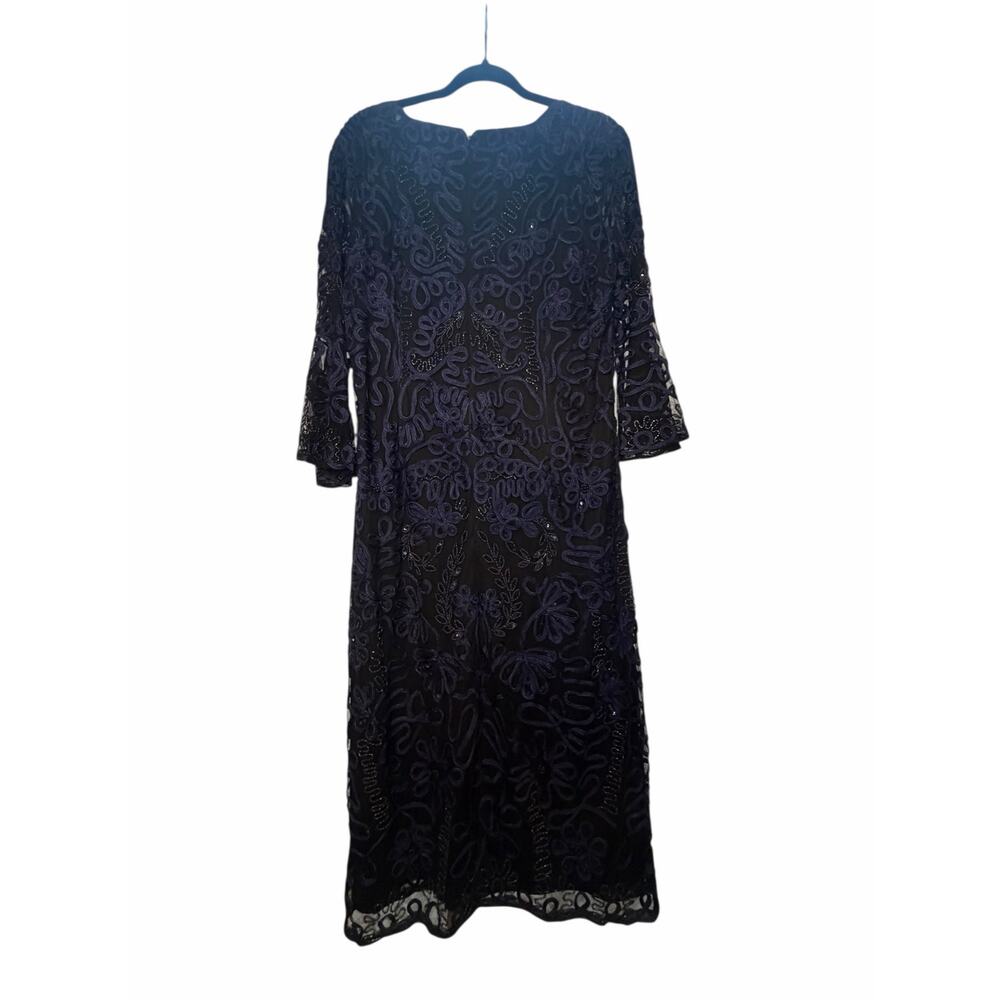 JS Collections Navy Embroidery Beaded Dress - Size 16W - Picture 4 of 16